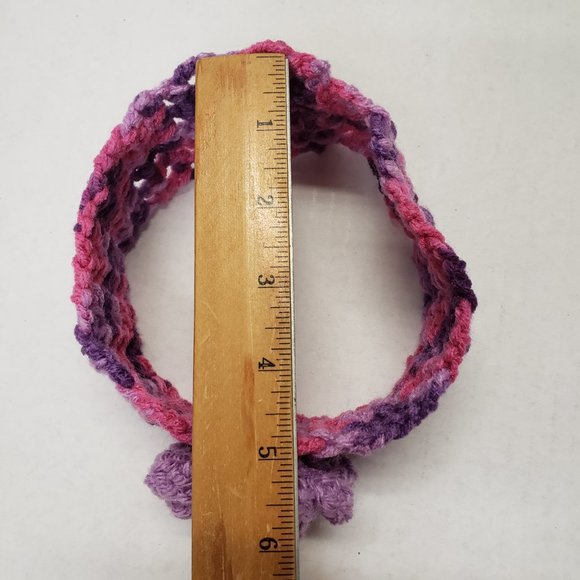 Woman's Handmade Crochet 2 Scrunchies and Flower Headband Purple Multicolor - Picture 9 of 11